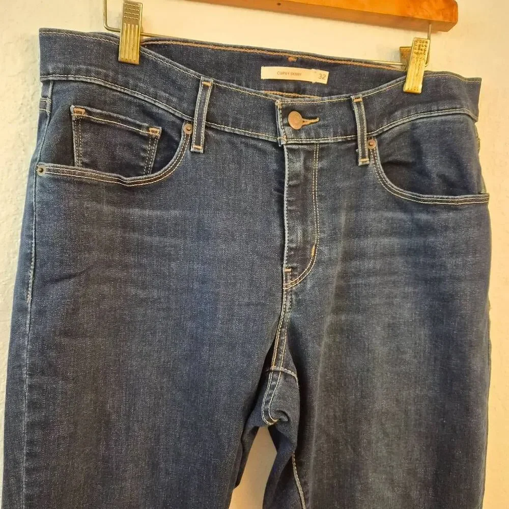 Levi's Curvy Skinny Dark Denim Jeans: 32: Sexy Flattering Fit, Comfy Effortless